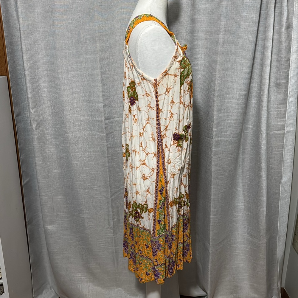 Batik Dress-Sz S/M-Cotton Blend Popover Style-Boho Chic Casual - Picture 10 of 15